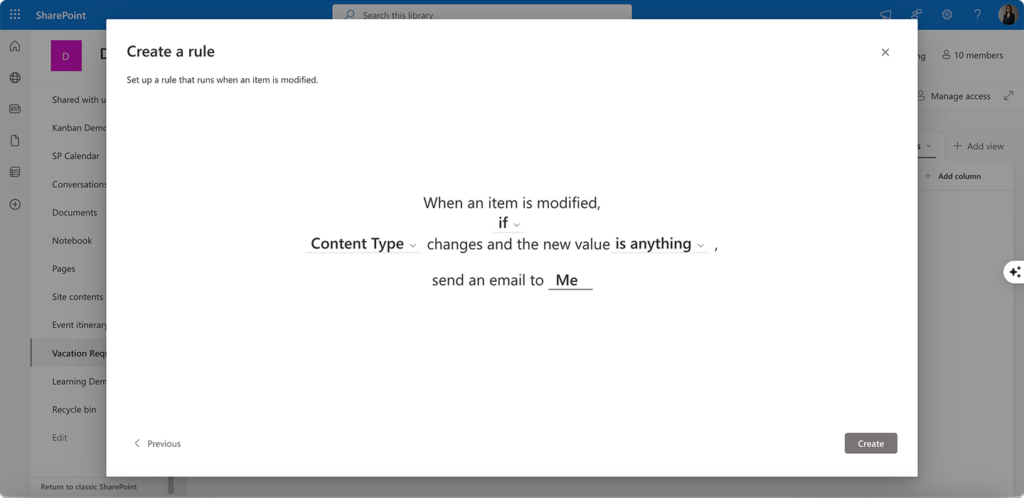 Creating a sample rule for alerts