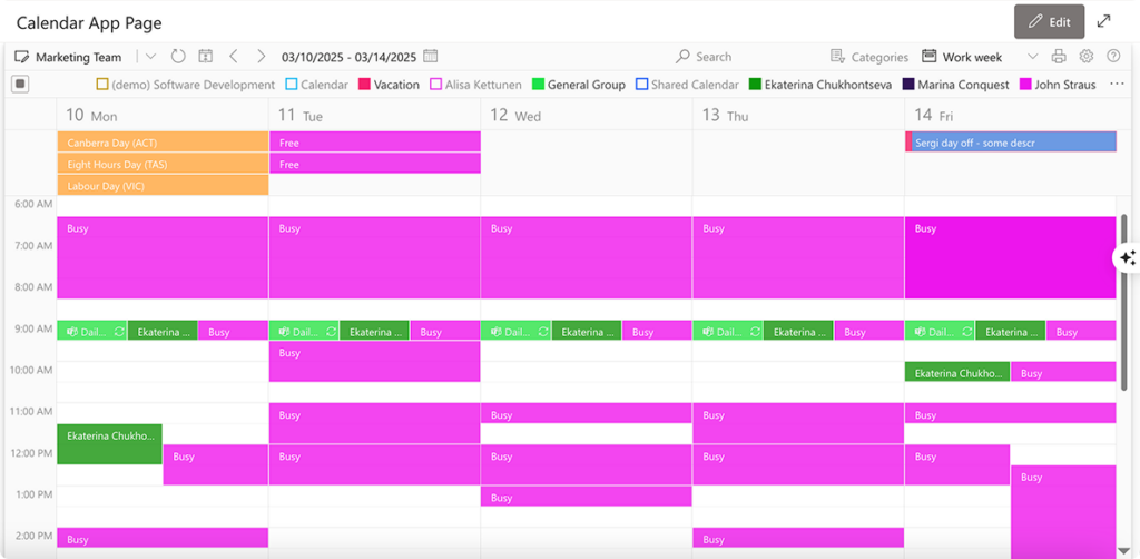 Sample Virto Calendar