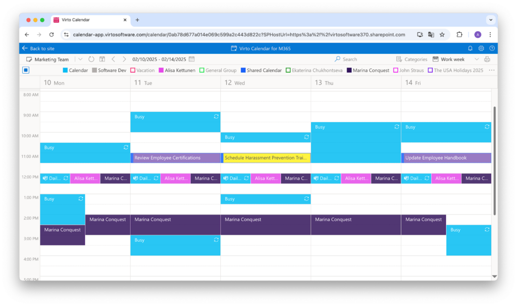 Virto Calendar App example