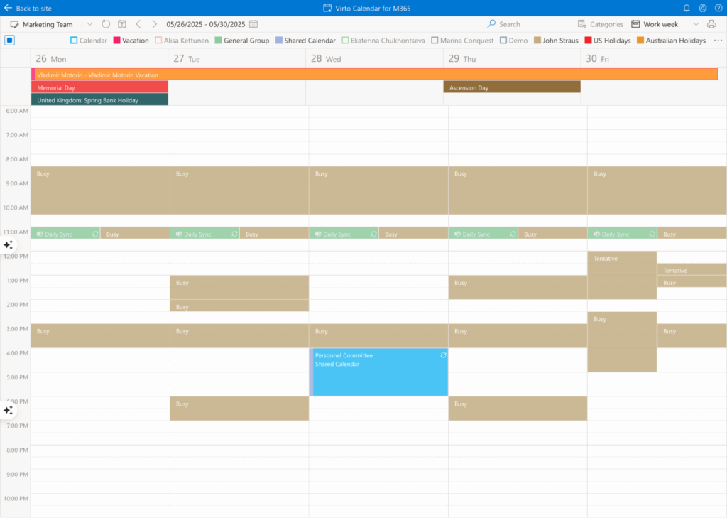 Example Virto Calendar