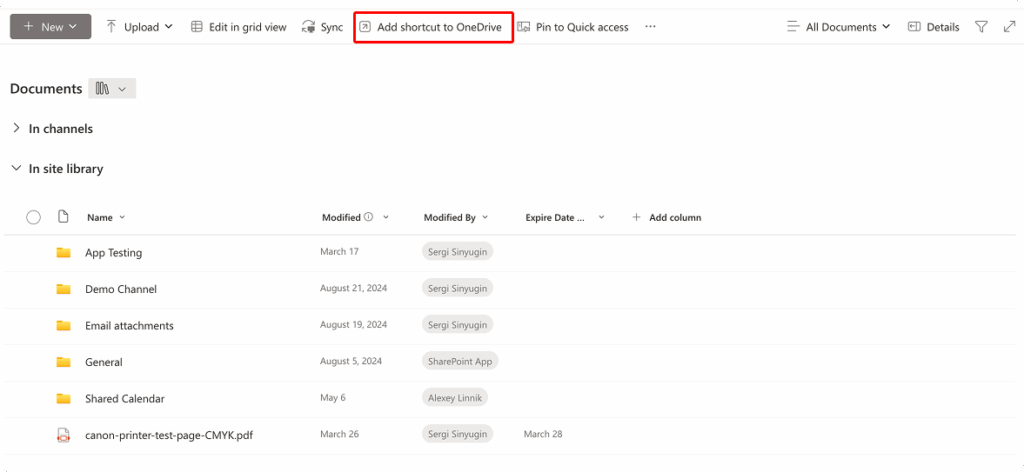 Adding a shortcut to OneDrive