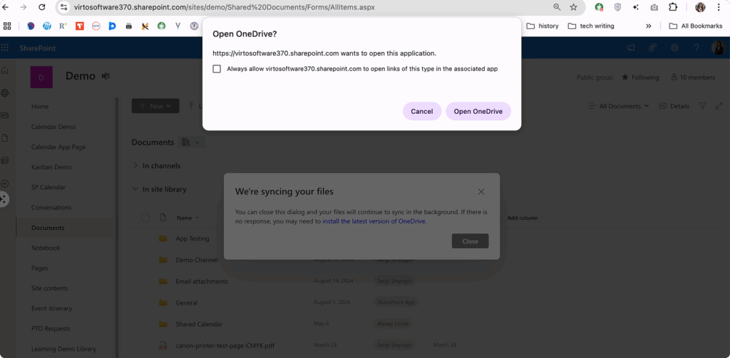 Confirming OneDrive launch
