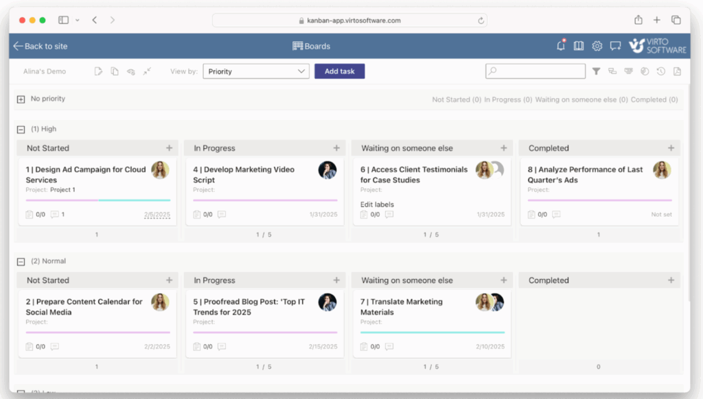 Example Virto Kanban Board App