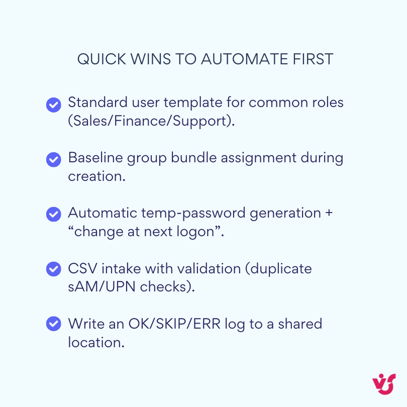 Quick wins to automate first